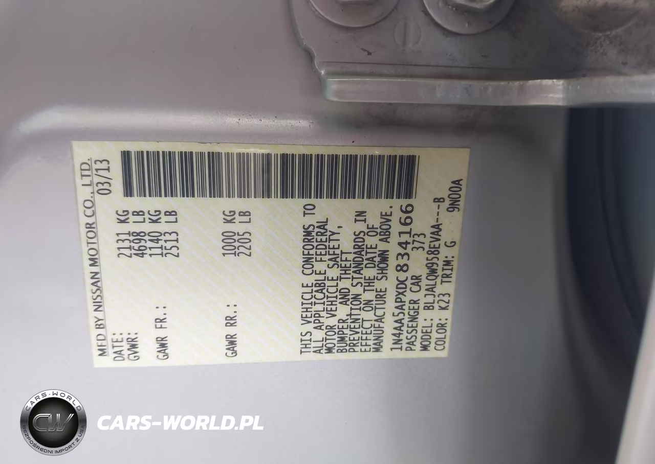 2013 Nissan Maxima 3.5 S VIN:1N4AA5APXDC834166 - 9
