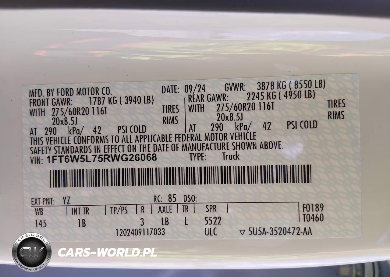 2024 Ford F-150 Lightning Lariat VIN:1FT6W5L75RWG26068 - 9