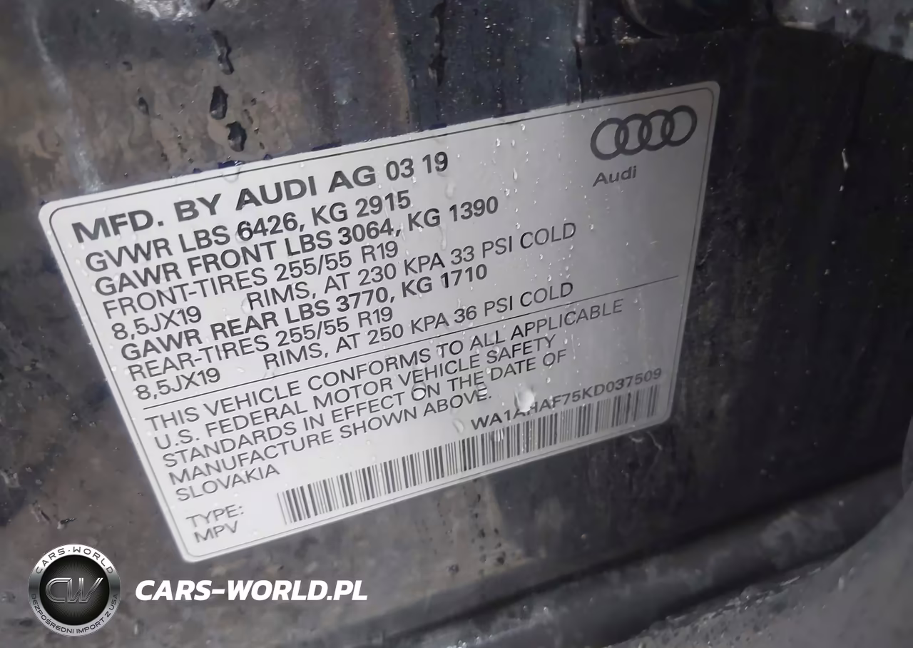 2019 Audi Q7 45 Premium-45 Se Premium VIN:WA1AHAF75KD037509 - 9
