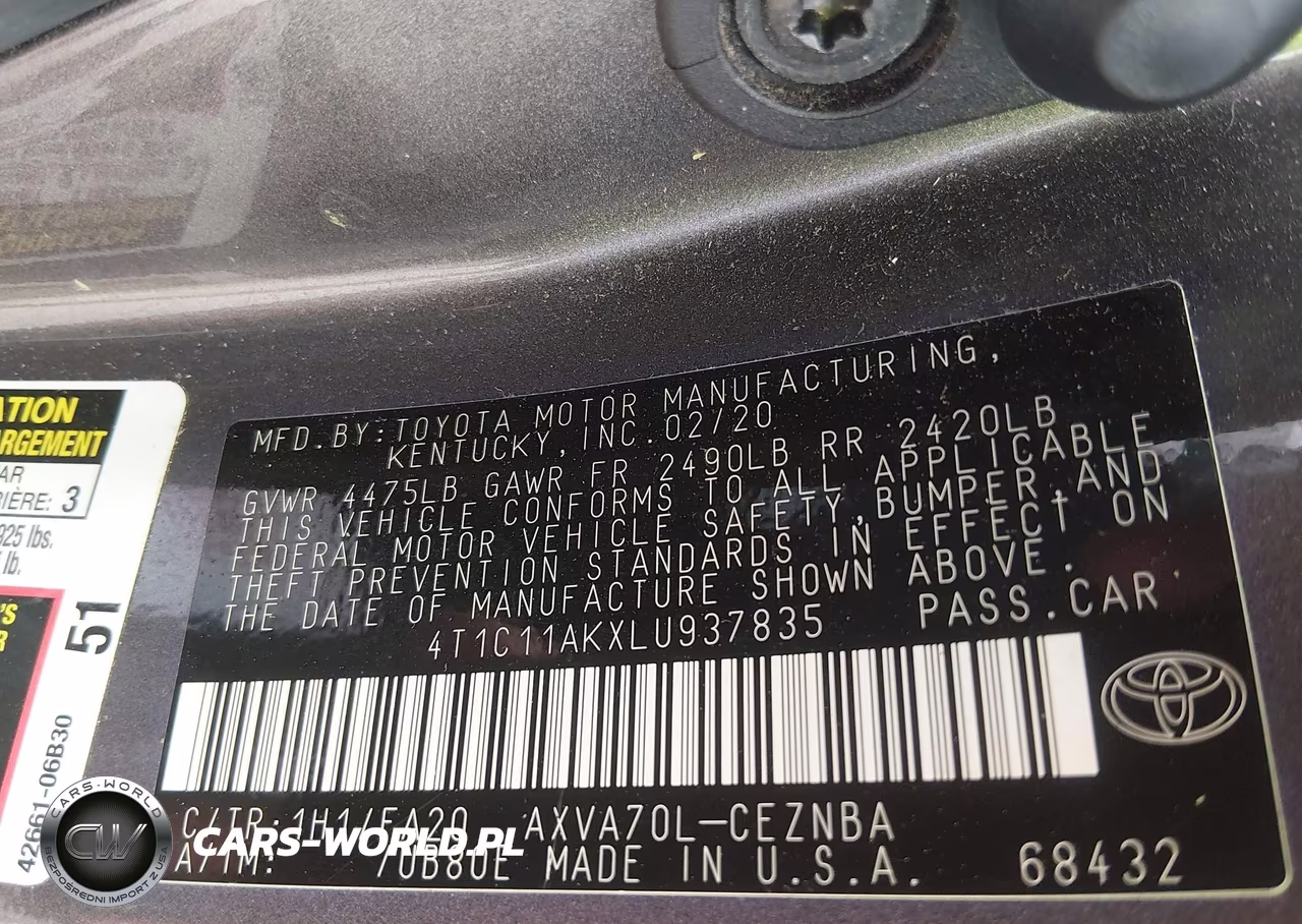 2020 Toyota Camry Le VIN:4T1C11AKXLU937835 - 9