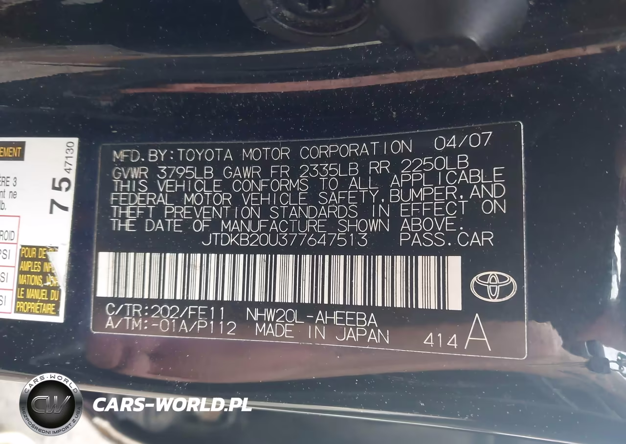 2007 Toyota Prius VIN:JTDKB20U377647513 - 9