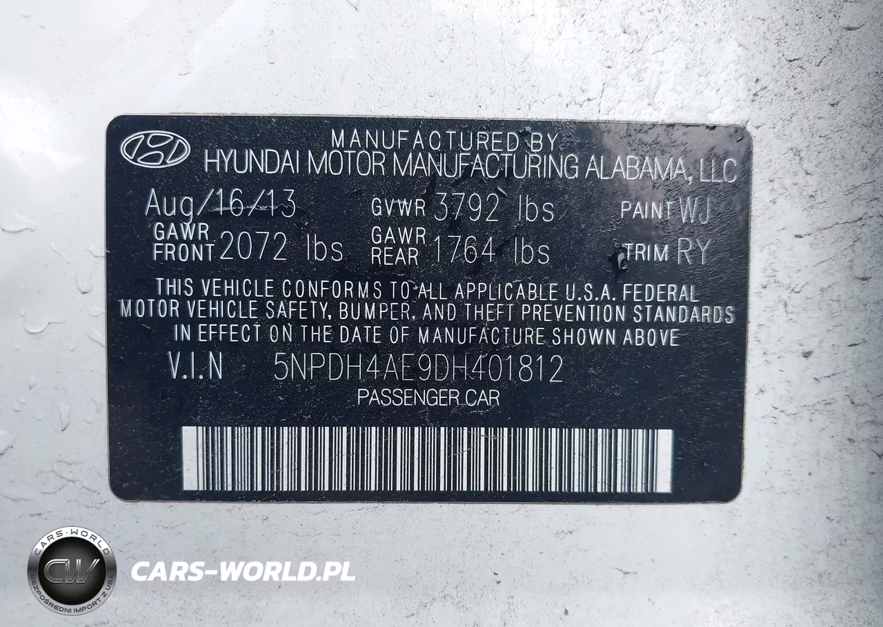 2013 Hyundai Elantra Limited VIN:5NPDH4AE9DH401812 - 9