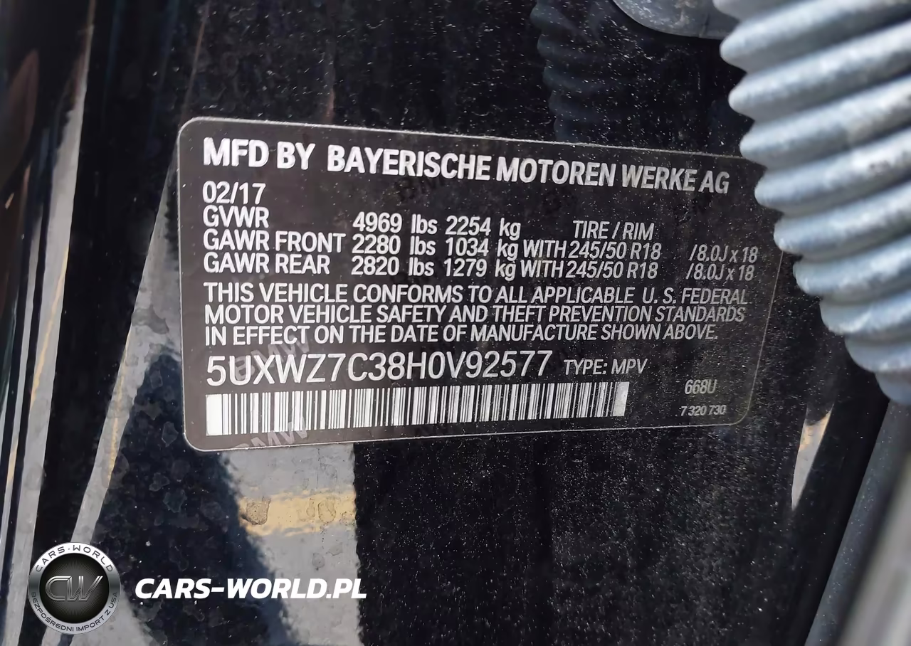 2017 BMW X3 Sdrive28I VIN:5UXWZ7C38H0V92577 - 9