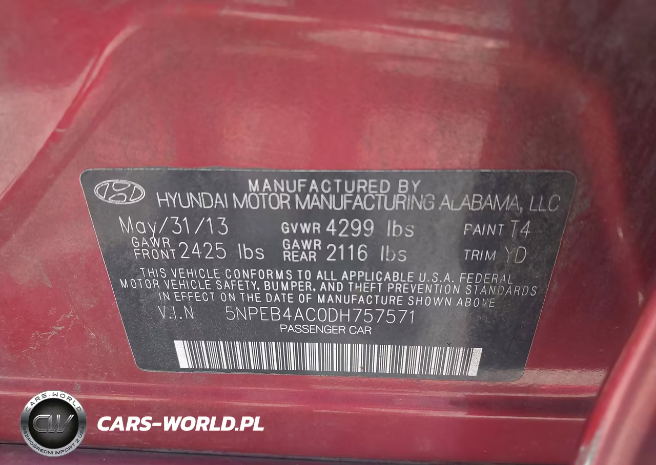 2013 Hyundai Sonata Gls VIN:5NPEB4AC0DH757571 - 9