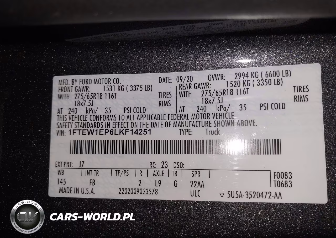 2020 Ford F-150 Xlt VIN:1FTEW1EP6LKF14251 - 9