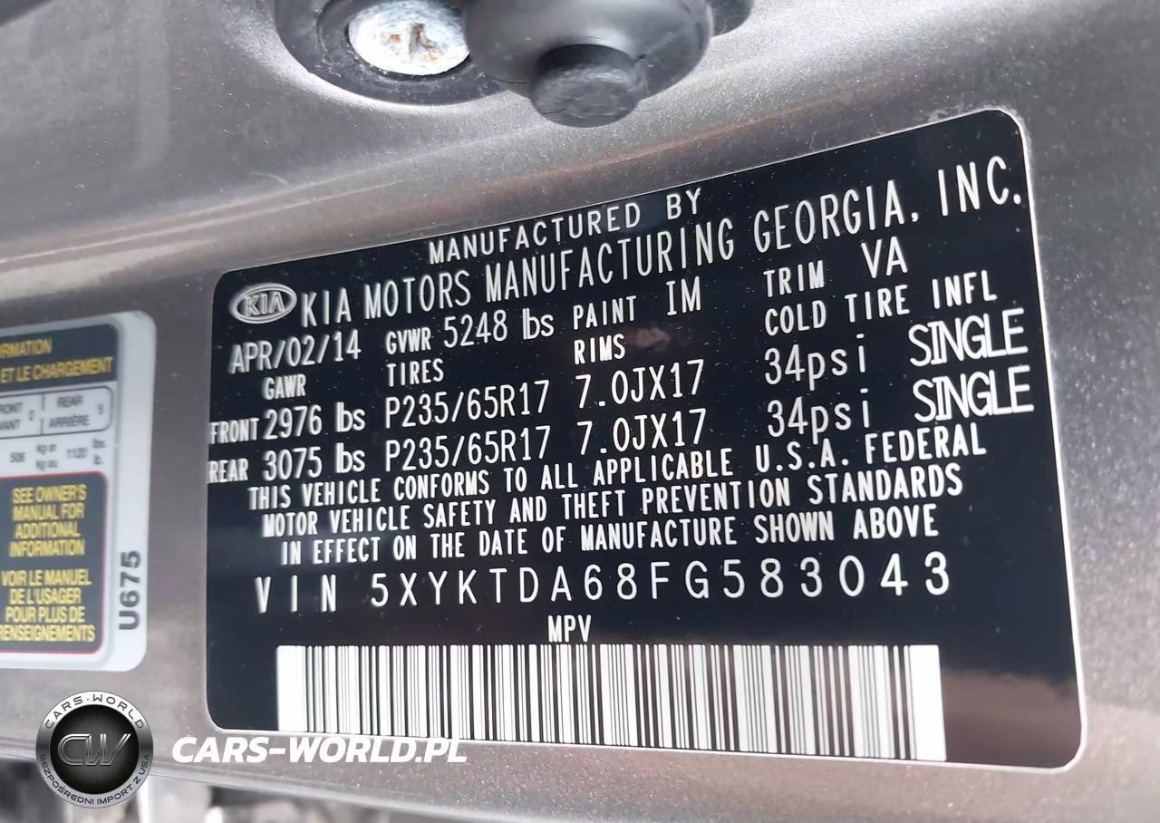 2015 Kia Sorento Lx VIN:5XYKTDA68FG583043 - 9