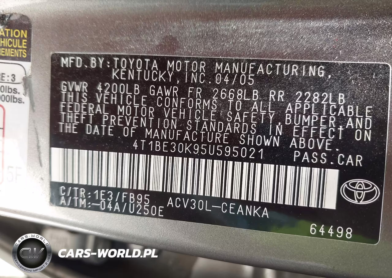 2005 Toyota Camry Le VIN:4T1BE30K95U595021 - 9