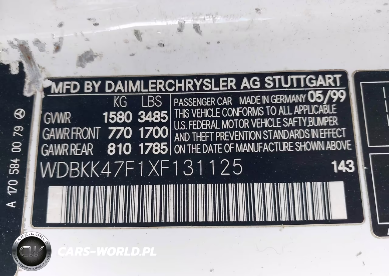 1999 Mercedes-Benz Slk 230 Kompressor VIN:WDBKK47F1XF131125 - 9