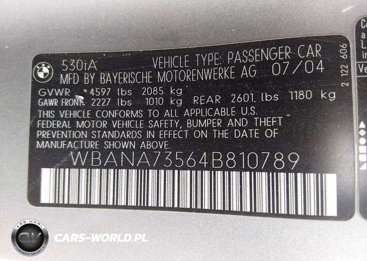 2004 BMW 530I VIN:WBANA73564B810789 - 9