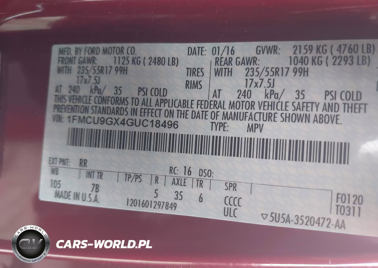 2016 Ford Escape Se VIN:1FMCU9GX4GUC18496 - 9