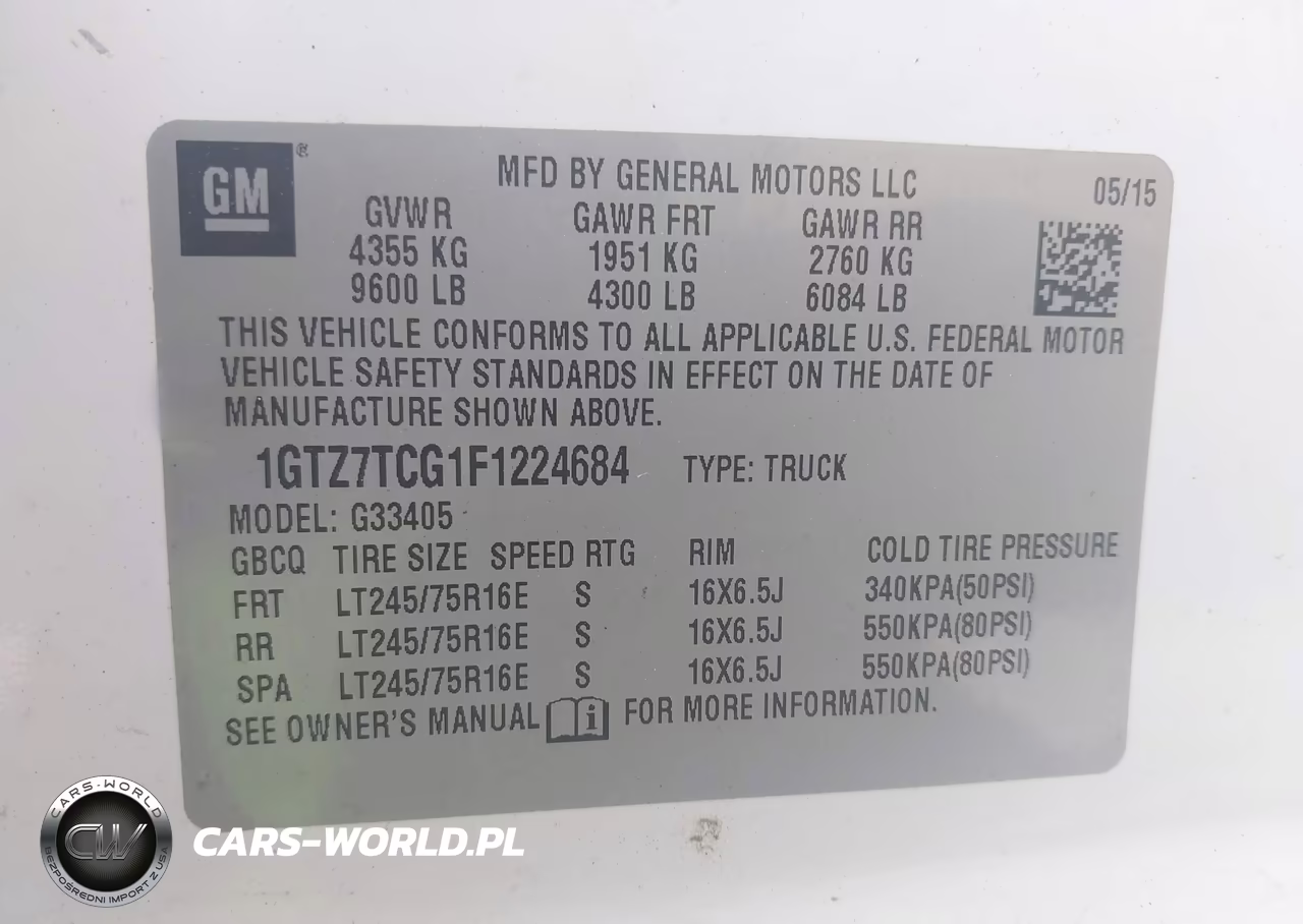 2015 GMC Savana 3500 Work Van VIN:1GTZ7TCG1F1224684 - 9