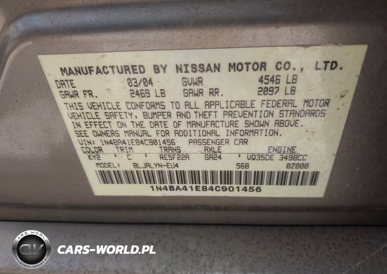 2004 Nissan Maxima 3.5 Sl VIN:1N4BA41E84C901456 - 9