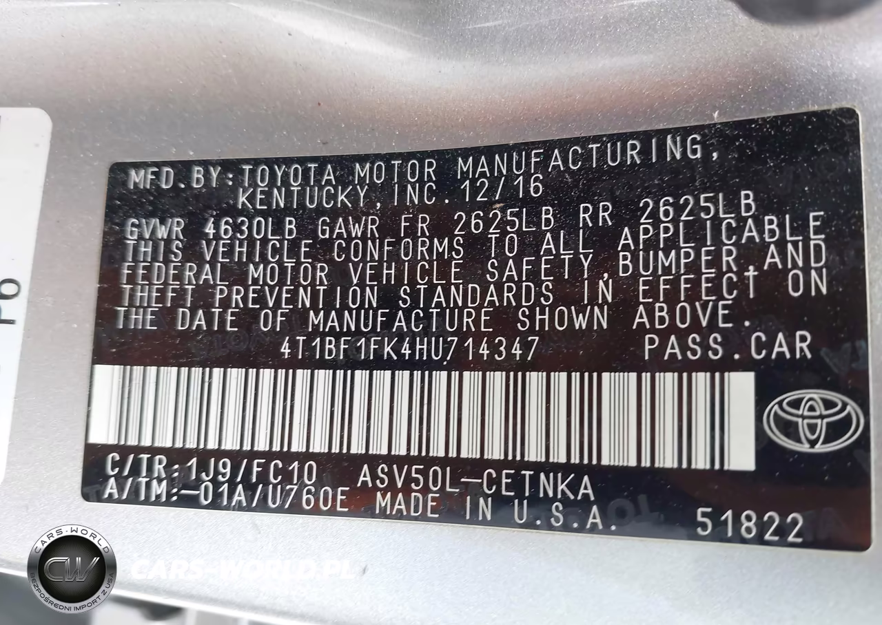 2017 Toyota Camry Le VIN:4T1BF1FK4HU714347 - 9