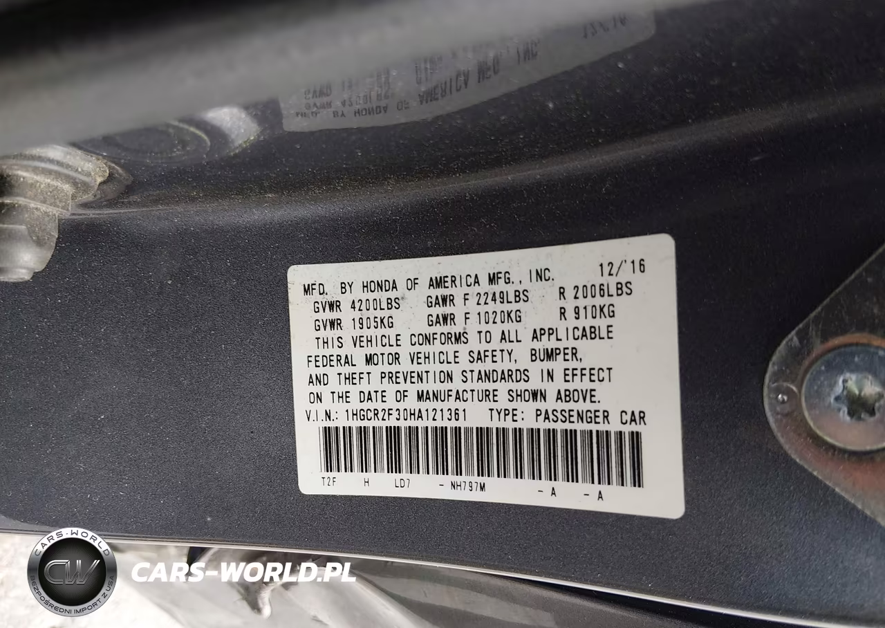2017 Honda Accord Lx VIN:1HGCR2F30HA121361 - 9