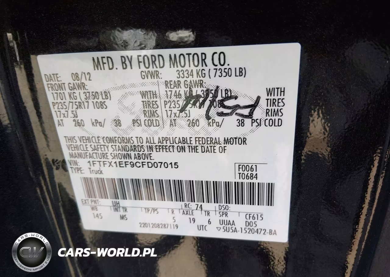 2012 Ford F-150 Xlt VIN:1FTFX1EF9CFD07015 - 9