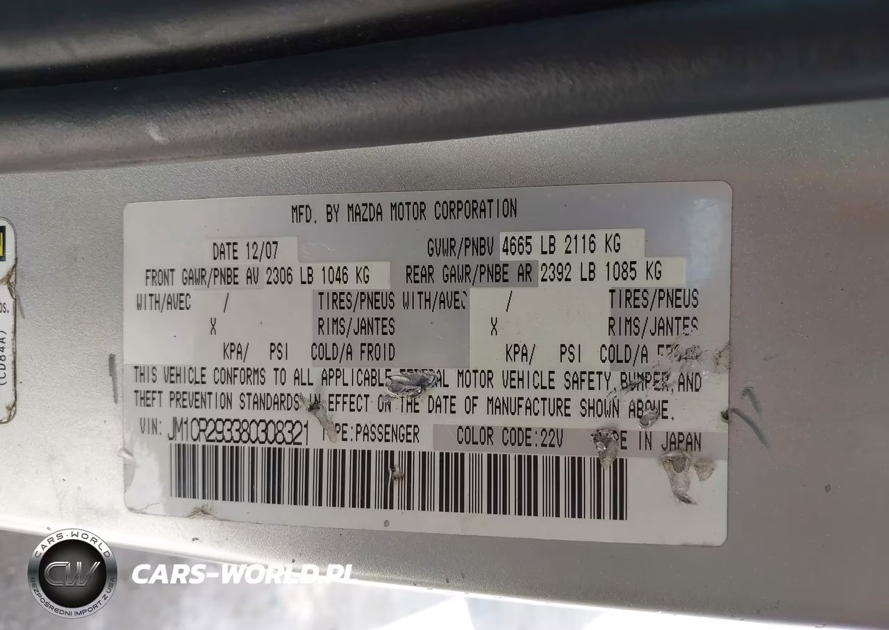 2008 Mazda Mazda5 Sport VIN:JM1CR293380308321 - 9