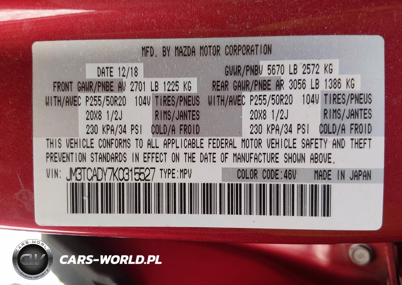 2019 Mazda Cx-9 Grand Touring VIN:JM3TCADY7K0315527 - 9