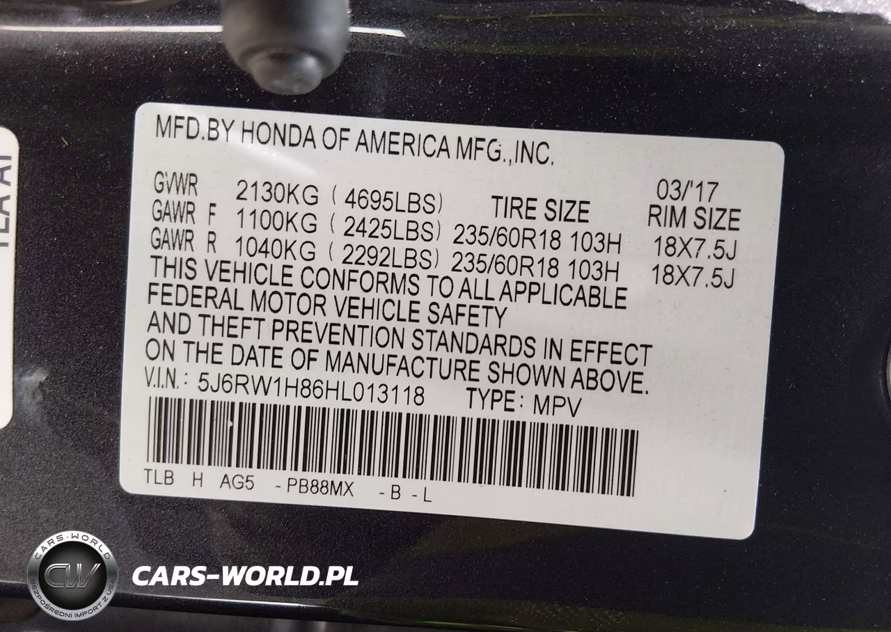 2017 Honda Cr-V Ex-L-Ex-L Navi VIN:5J6RW1H86HL013118 - 9