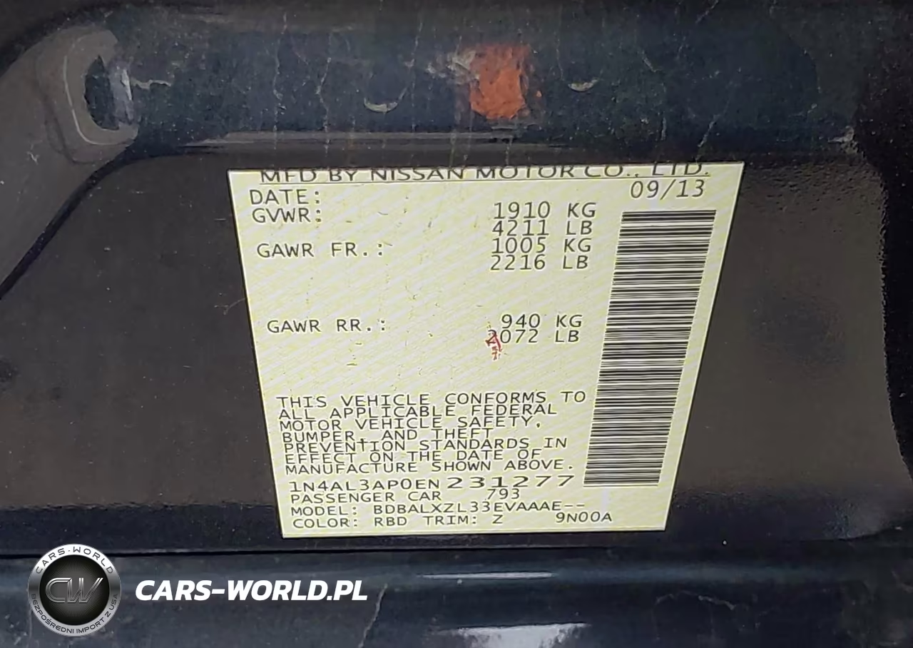 2014 Nissan Altima 2.5 Sl VIN:1N4AL3AP0EN231277 - 9