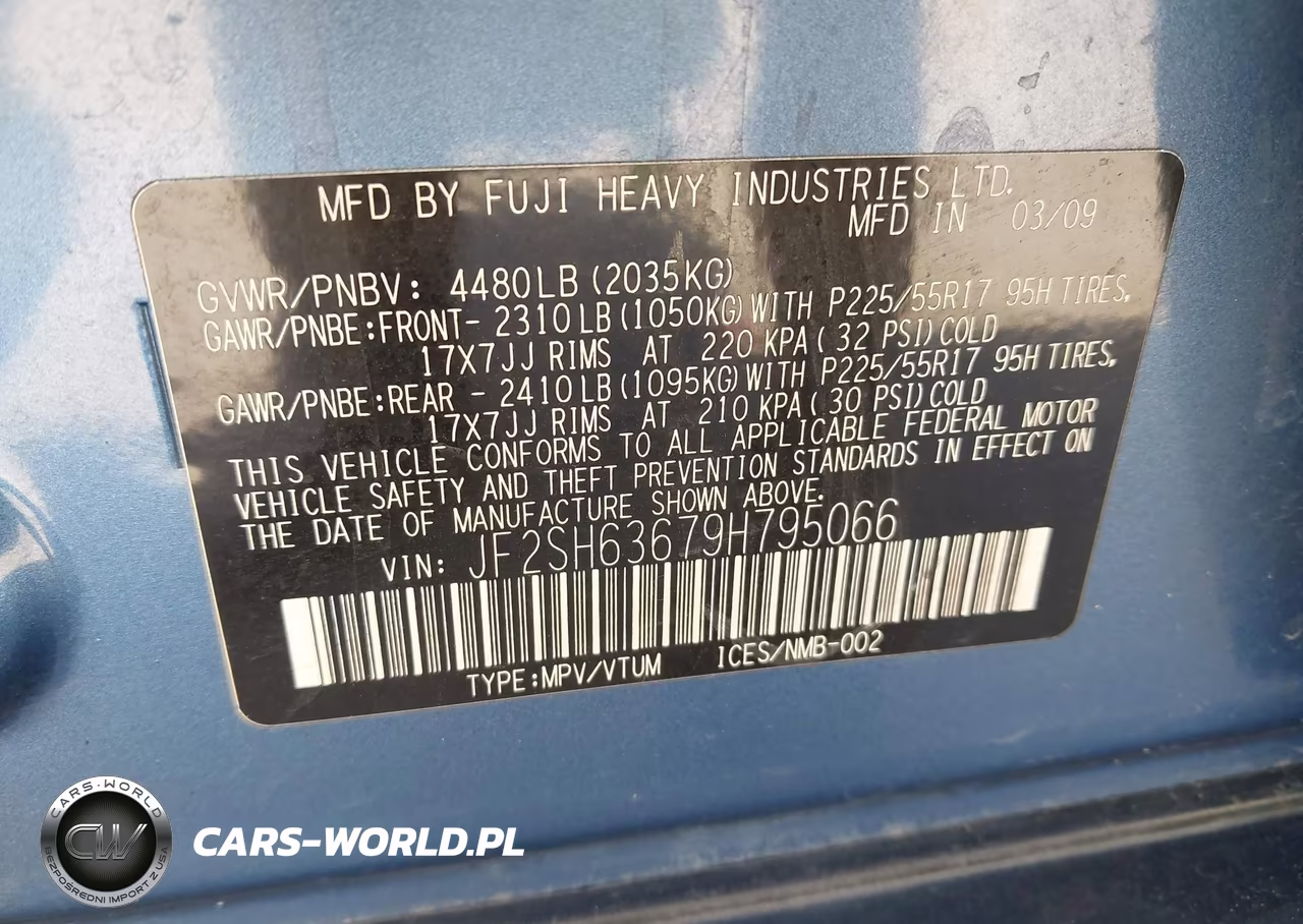 2009 Subaru Forester 2.5X VIN:JF2SH63679H795066 - 9