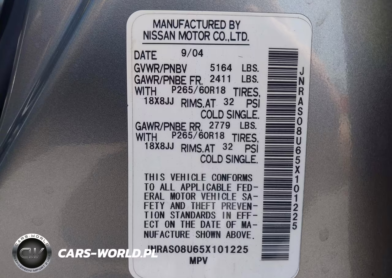 2005 Infiniti Fx35 VIN:JNRAS08U65X101225 - 9