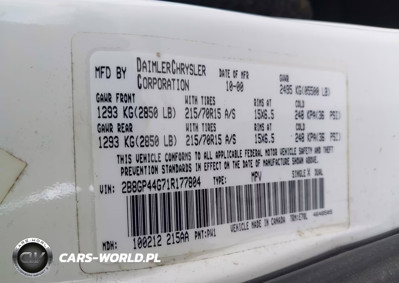 2001 Dodge Grand Caravan Sport VIN:2B8GP44G71R177804 - 9