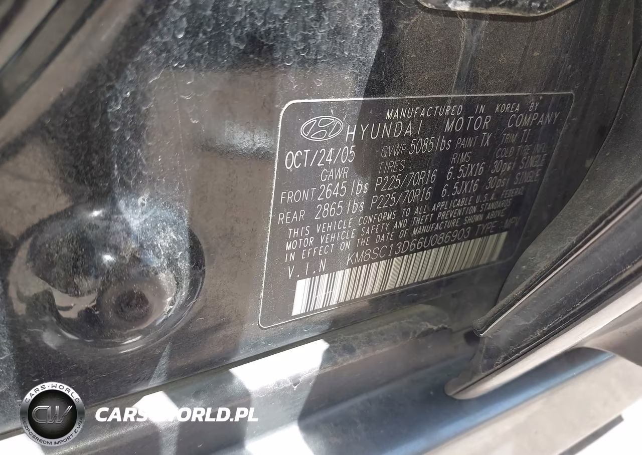 2006 Hyundai Santa Fe Gls VIN:KM8SC13D66U086903 - 9