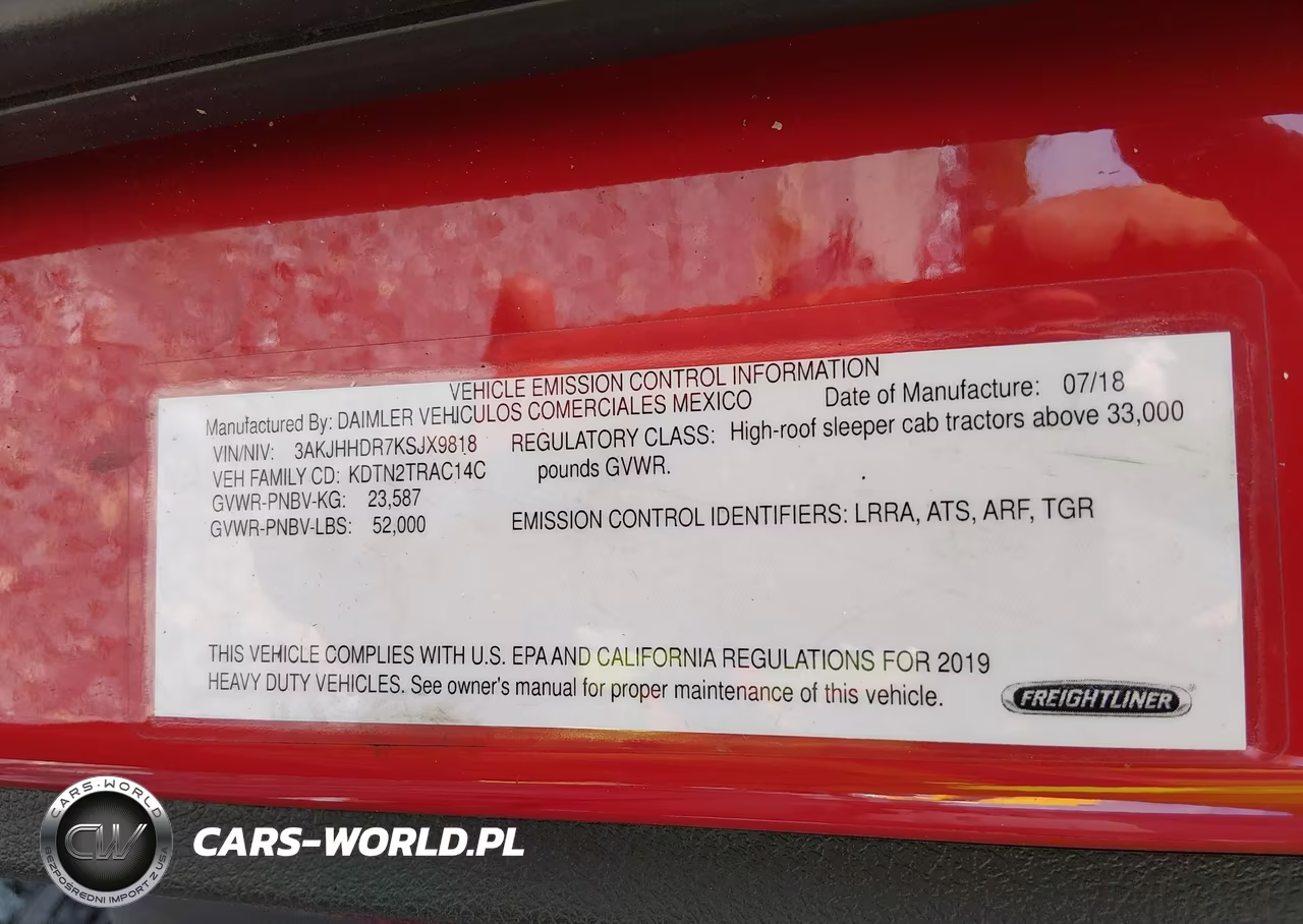 2019 Freightliner New Cascadia 126 VIN:3AKJHHDR7KSJX9818 - 8
