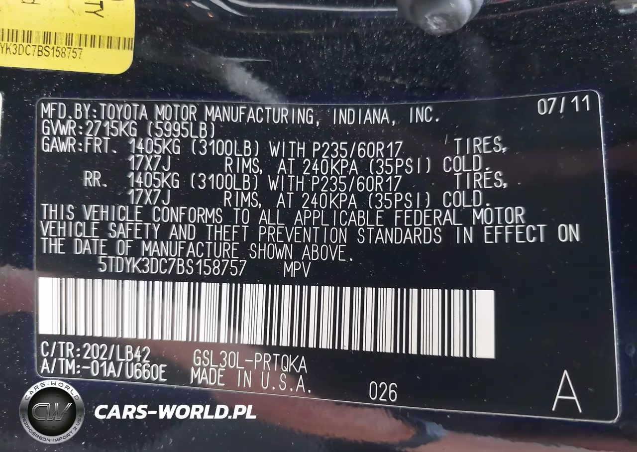 2011 Toyota Sienna Xle V6 VIN:5TDYK3DC7BS158757 - 9