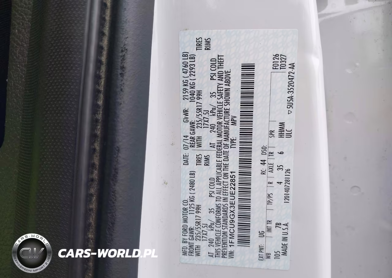 2014 Ford Escape Se VIN:1FMCU9GX3EUE22851 - 9
