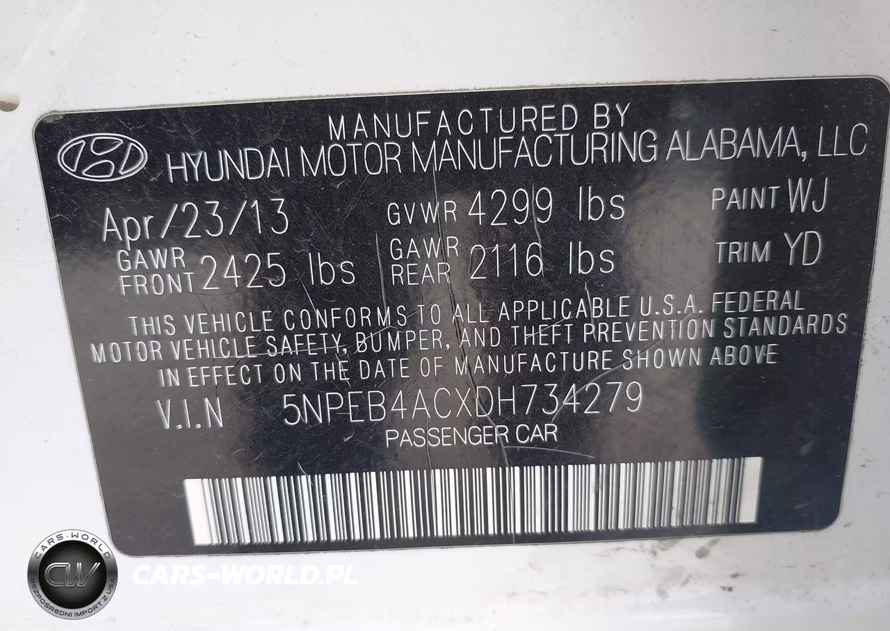 2013 Hyundai Sonata Gls VIN:5NPEB4ACXDH734279 - 9