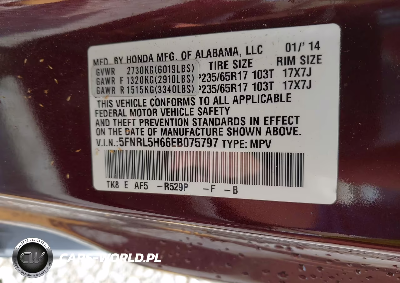 2014 Honda Odyssey Ex-L VIN:5FNRL5H66EB075797 - 9
