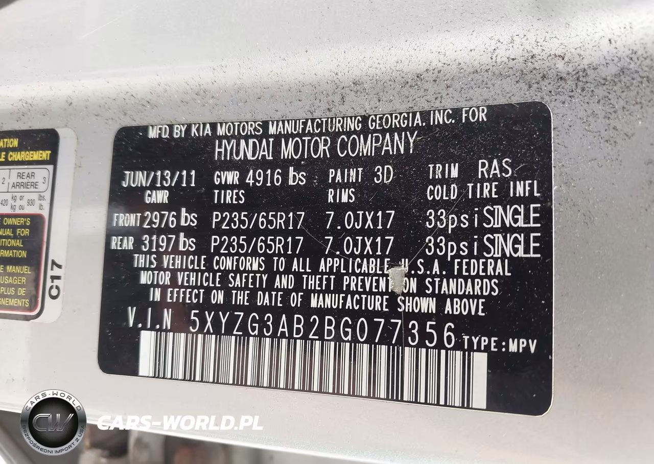 2011 Hyundai Santa Fe Gls VIN:5XYZG3AB2BG077356 - 9