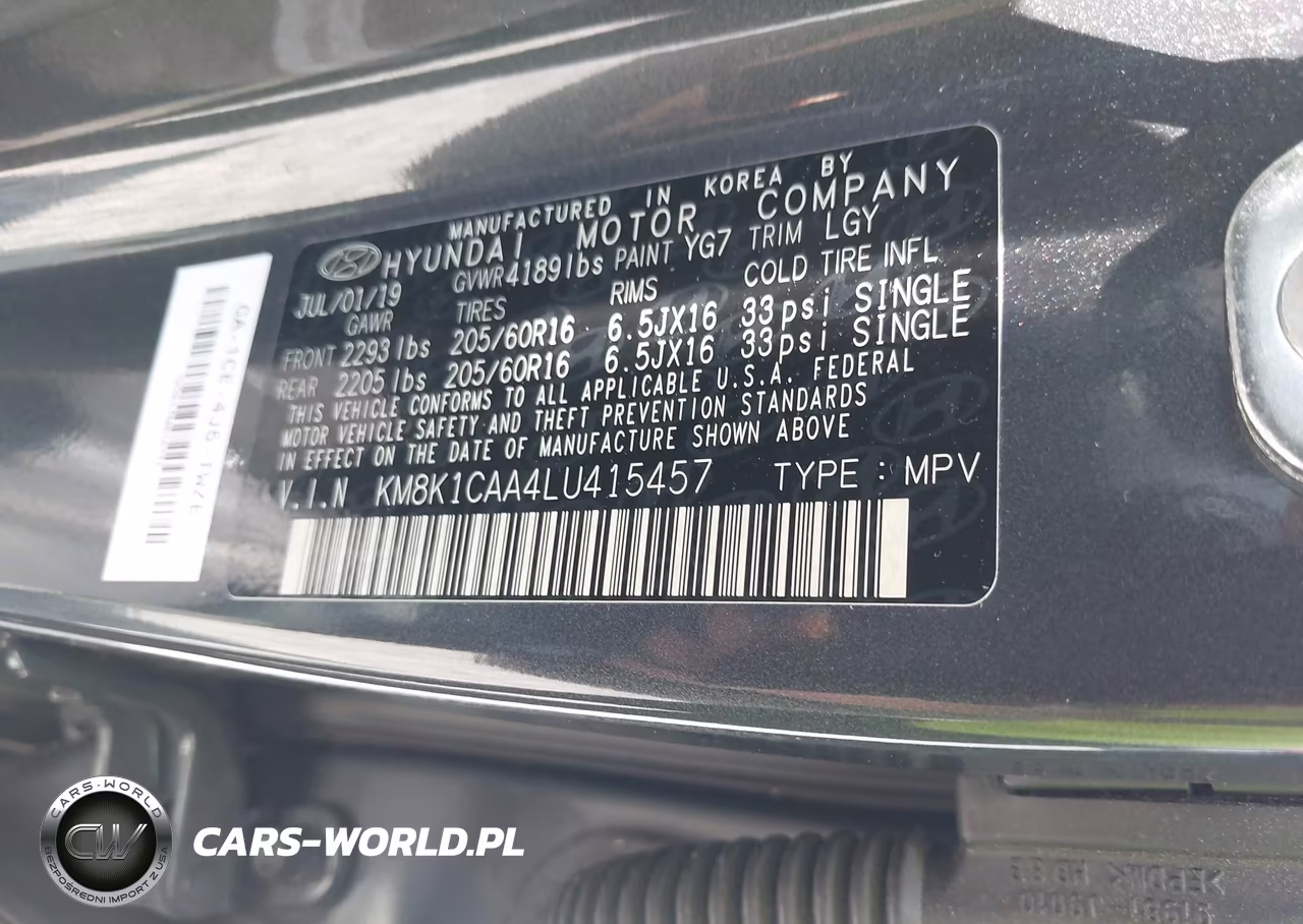 2020 Hyundai Kona Se VIN:KM8K1CAA4LU415457 - 9