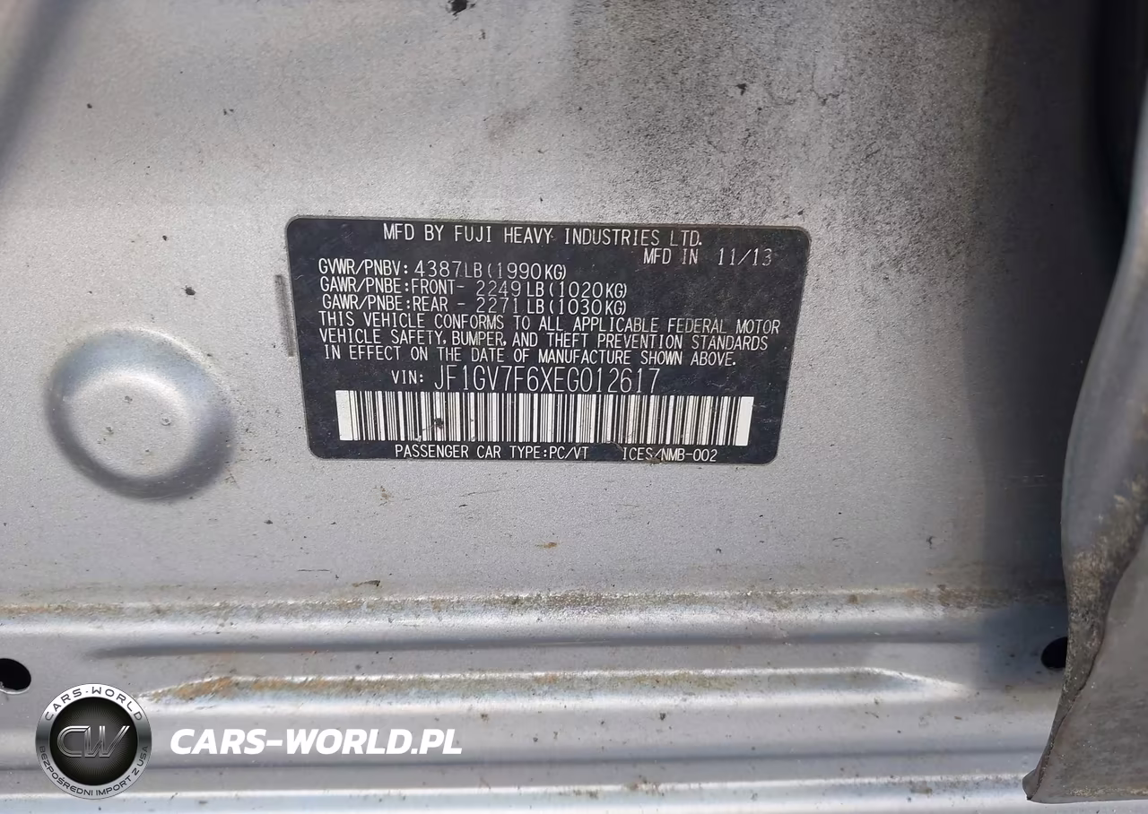 2014 Subaru Impreza Wrx Limited VIN:JF1GV7F6XEG012617 - 9