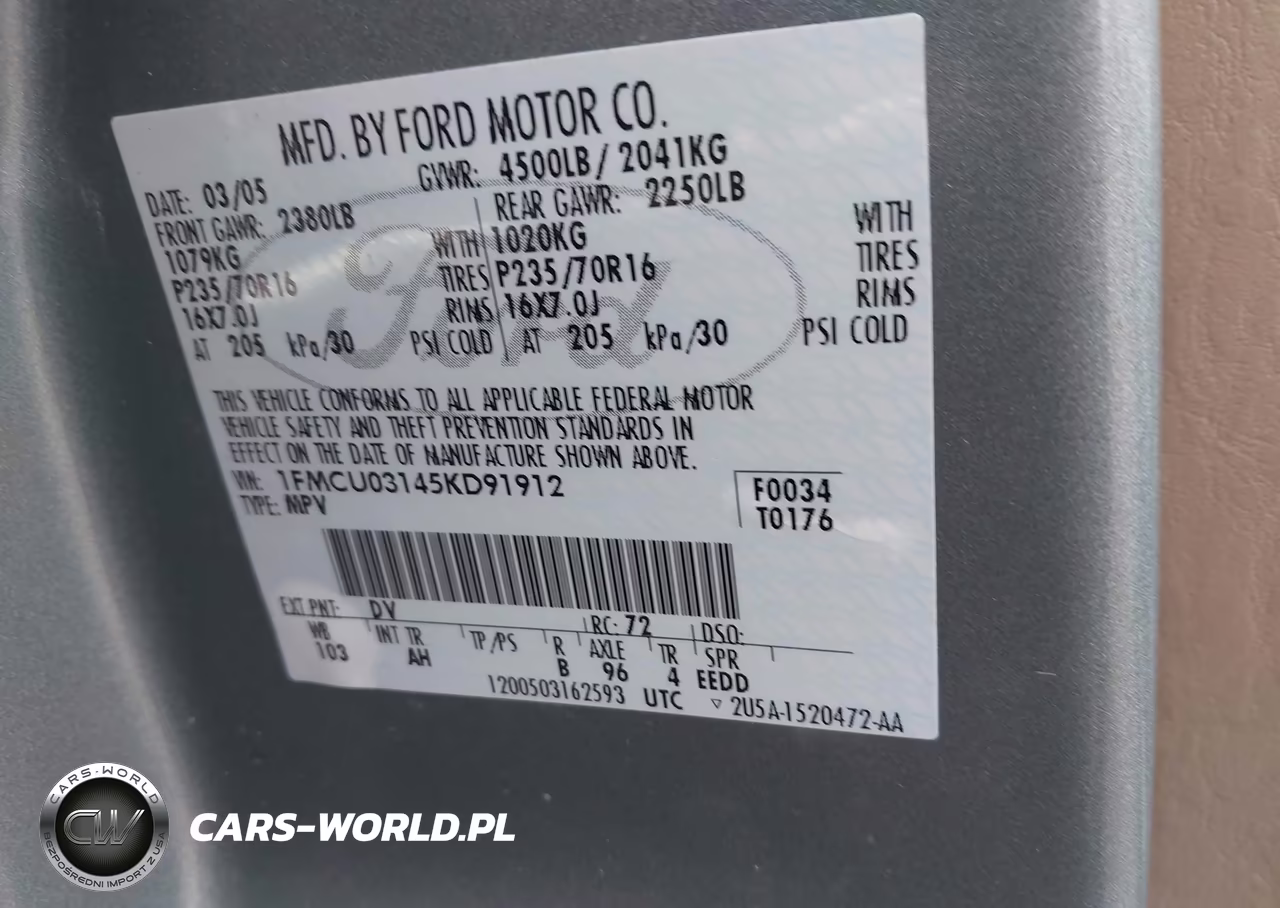 2005 Ford Escape Xlt VIN:1FMCU03145KD91912 - 9