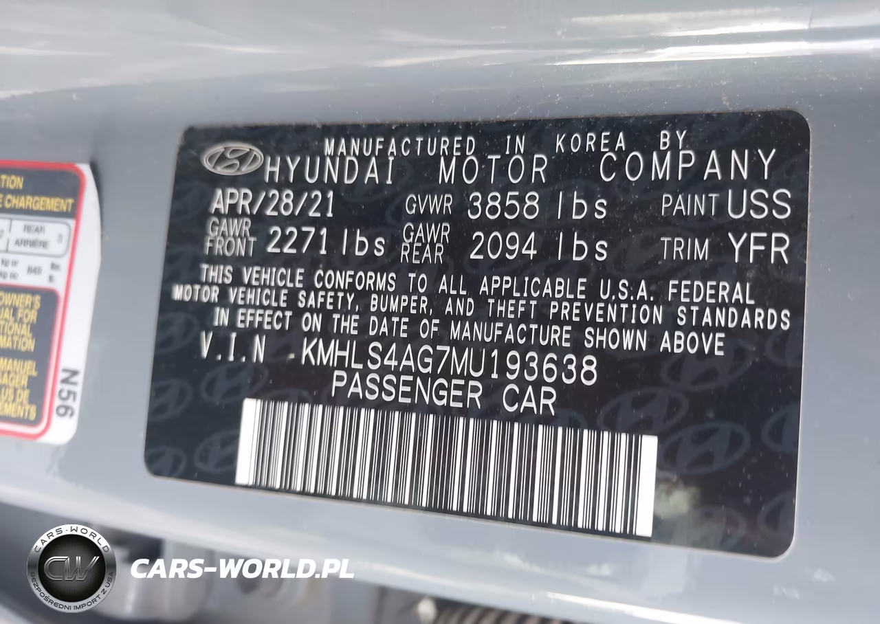 2021 Hyundai Elantra Sel VIN:KMHLS4AG7MU193638 - 9