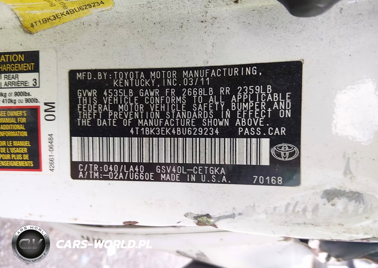 2011 Toyota Camry Xle V6 VIN:4T1BK3EK4BU629234 - 9