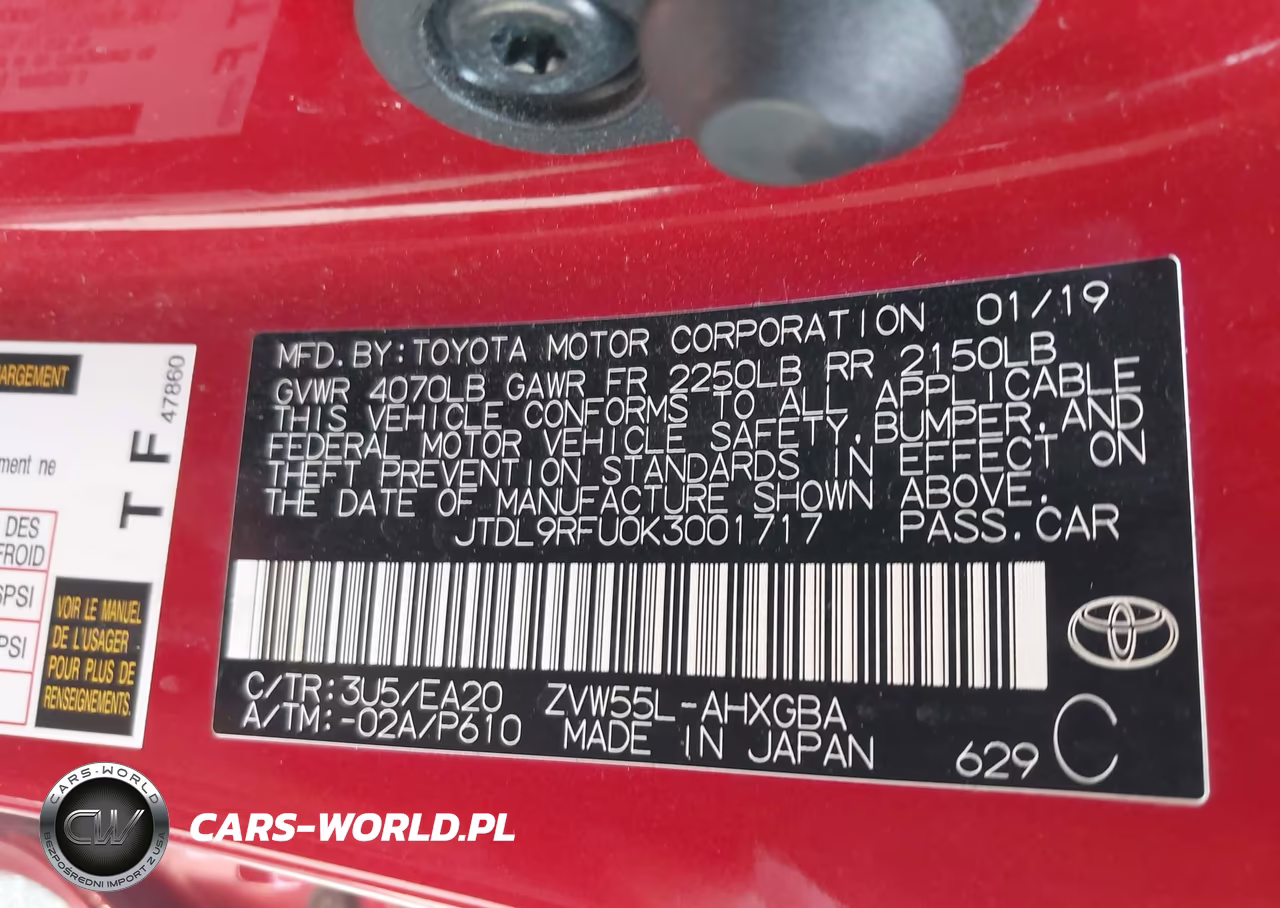 2019 Toyota Prius Xle VIN:JTDL9RFU0K3001717 - 9