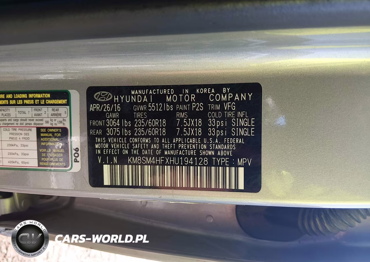 2017 Hyundai Santa Fe Se VIN:KM8SM4HFXHU194128 - 9