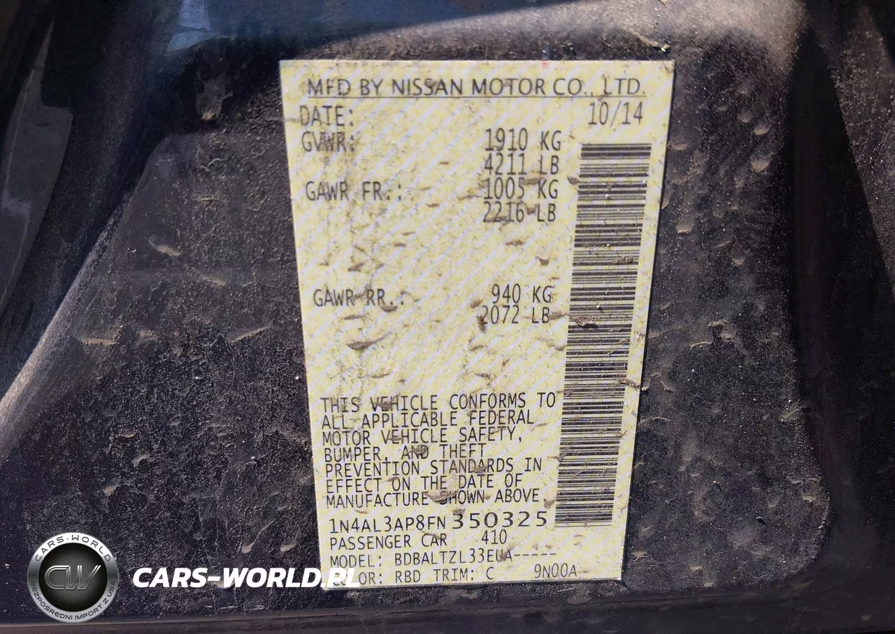 2015 Nissan Altima 2.5-2.5 S-2.5 Sl-2.5 Sv VIN:1N4AL3AP8FN350325 - 9