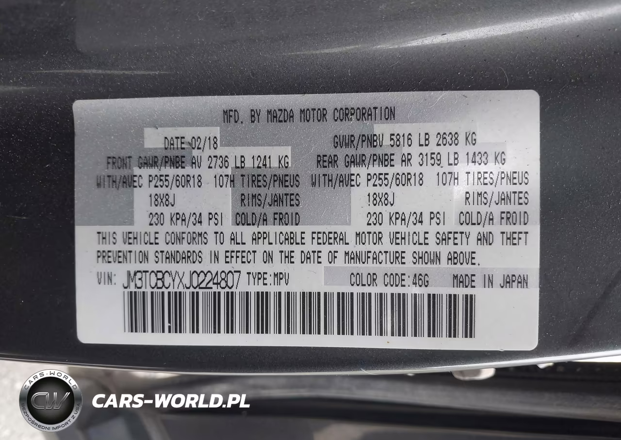 2018 Mazda Cx-9 Touring VIN:JM3TCBCYXJ0224807 - 9