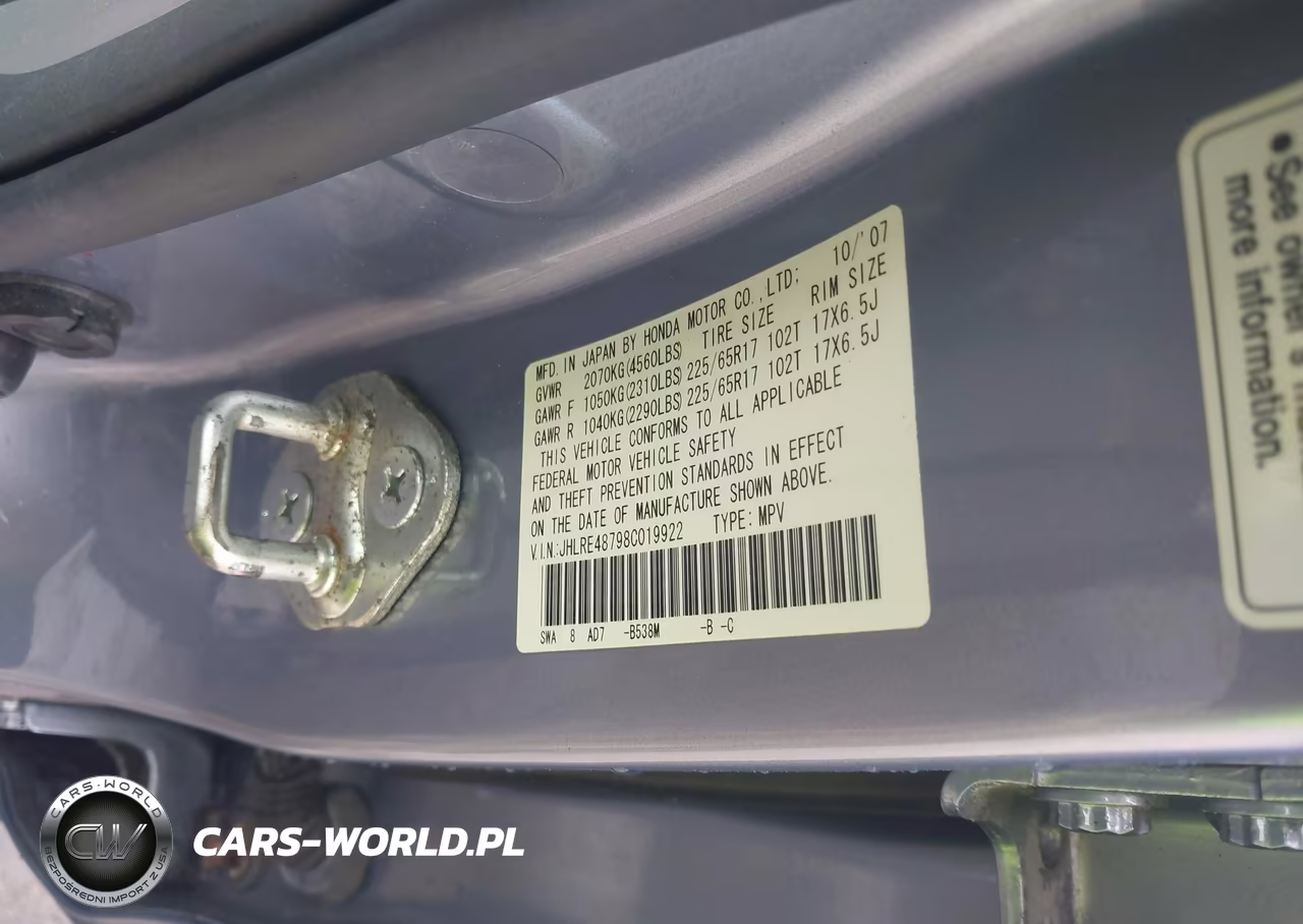 2008 Honda Cr-V Ex-L VIN:JHLRE48798C019922 - 9