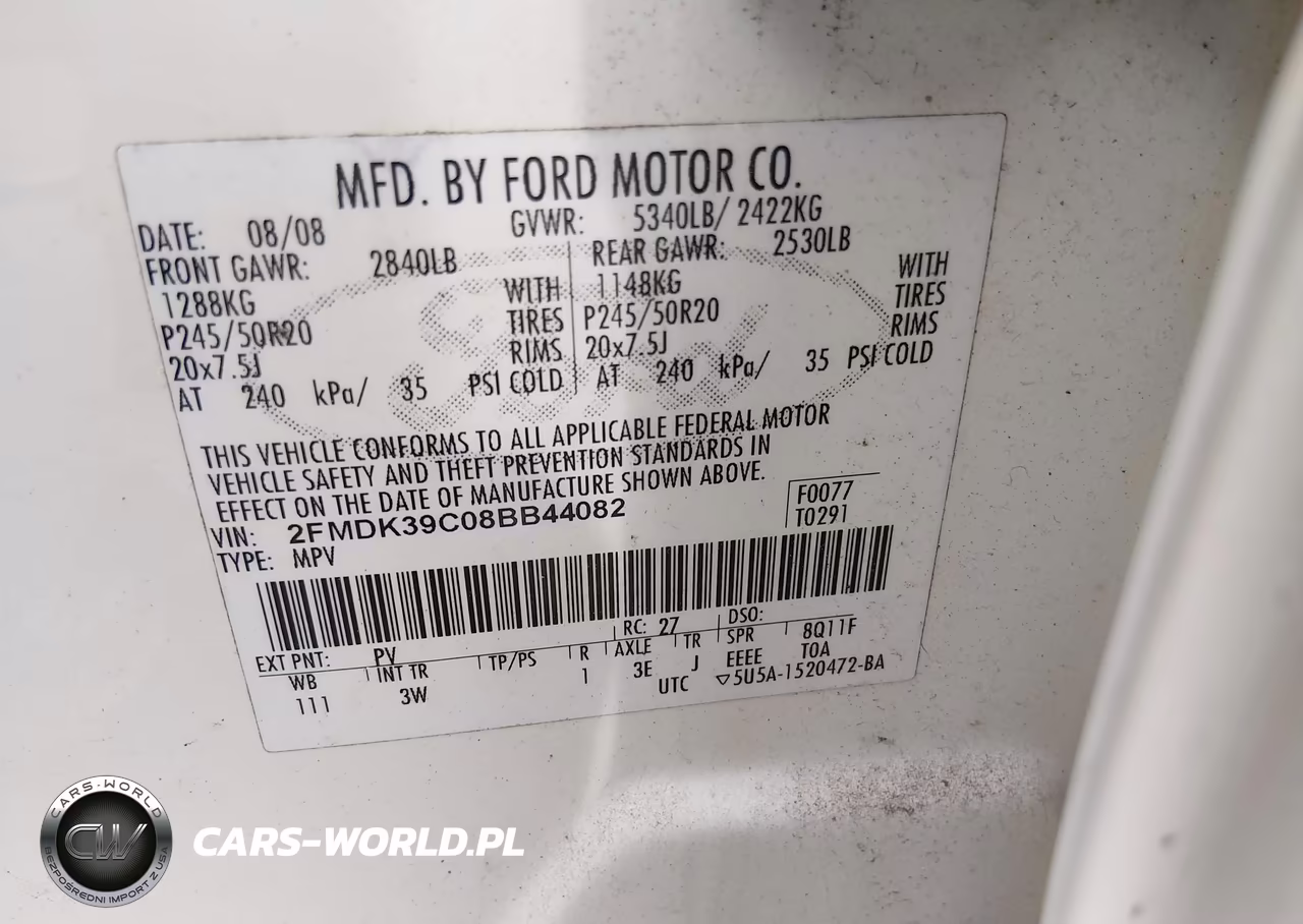 2008 Ford Edge Limited VIN:2FMDK39C08BB44082 - 9
