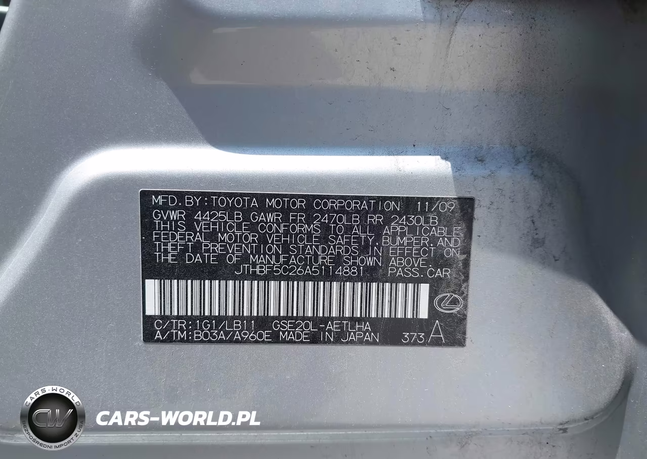 2010 Lexus Is 250 Base (A6) VIN:JTHBF5C26A5114881 - 9