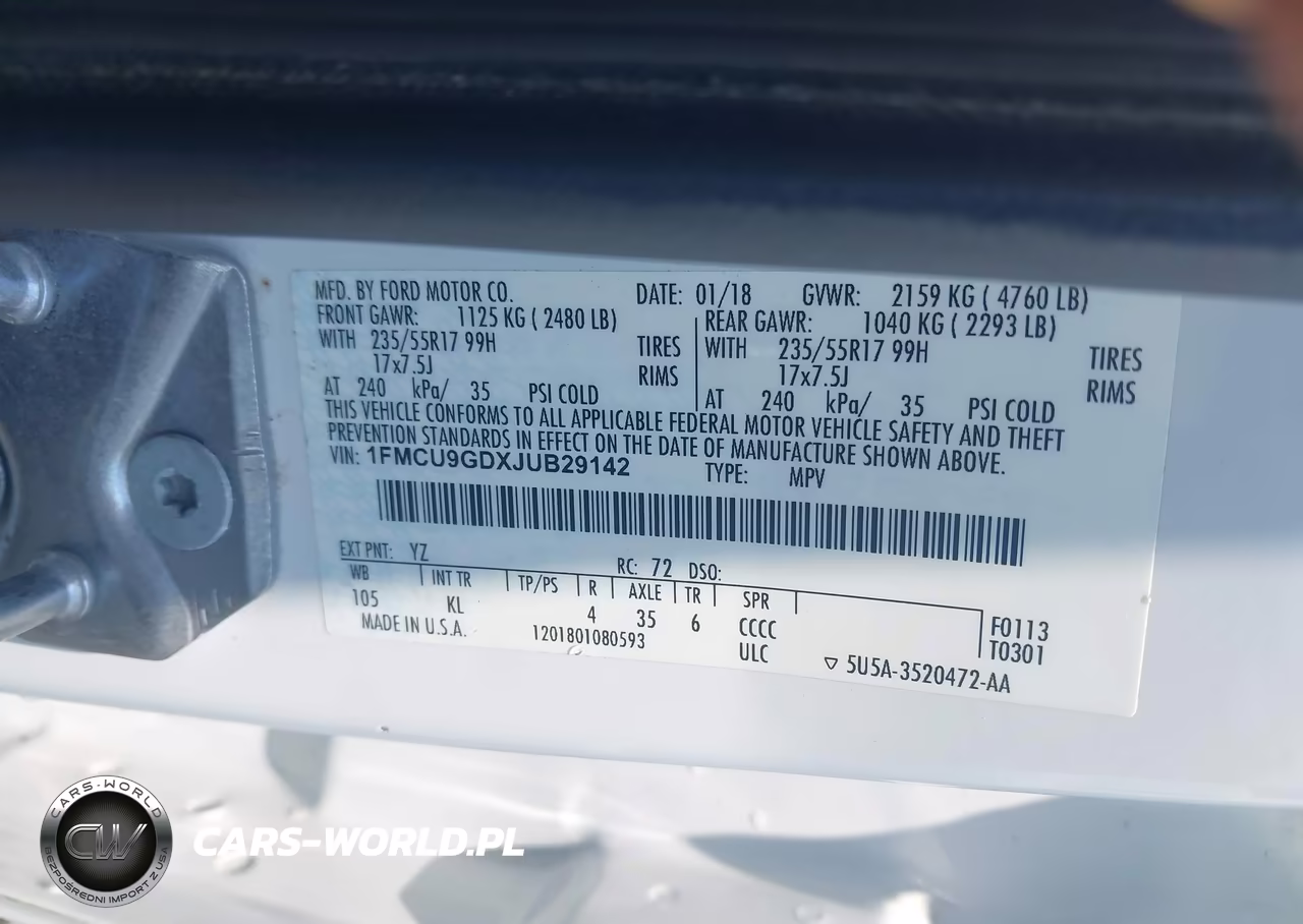2018 Ford Escape Se VIN:1FMCU9GDXJUB29142 - 9