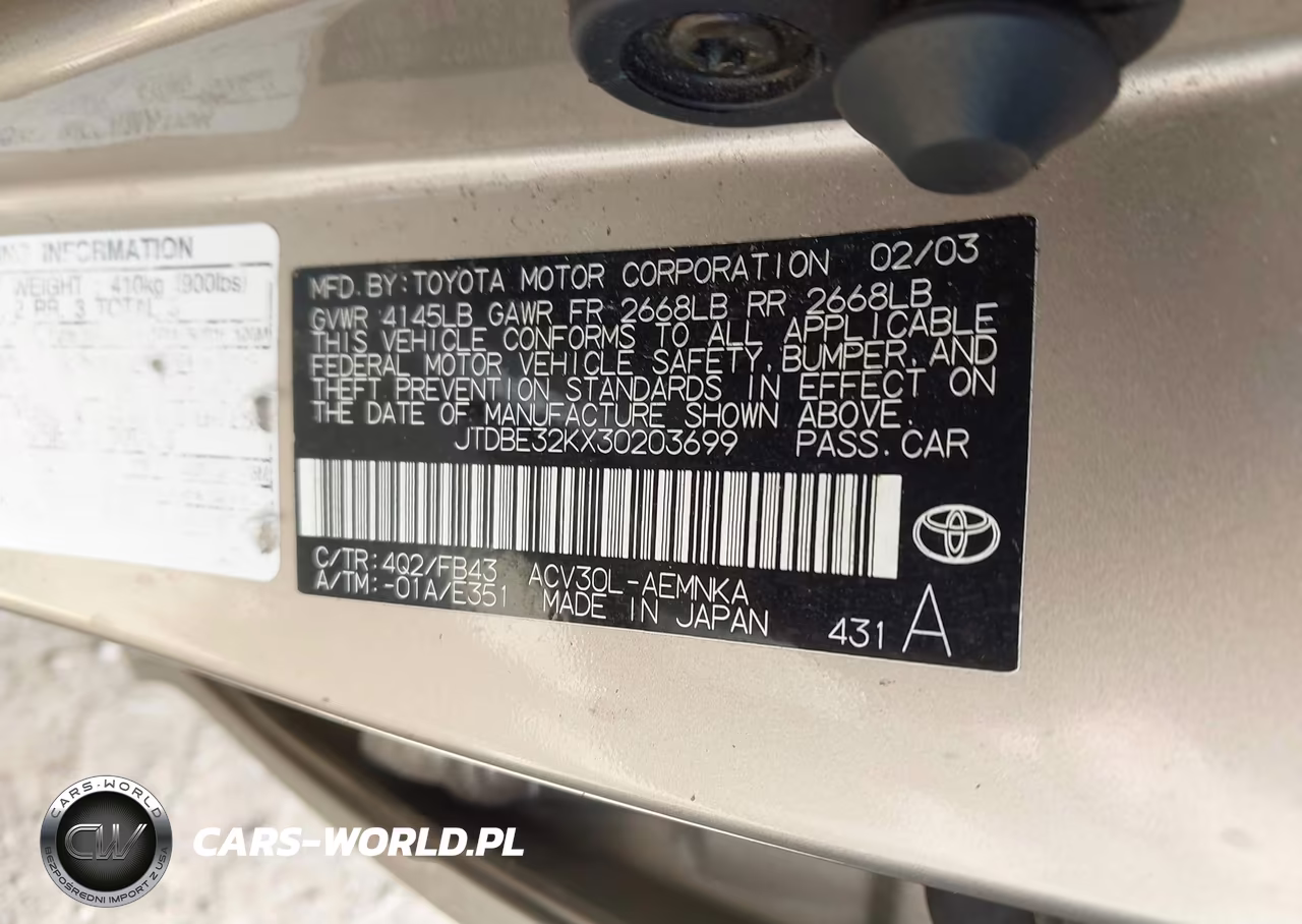 2003 Toyota Camry Le VIN:JTDBE32KX30203699 - 9
