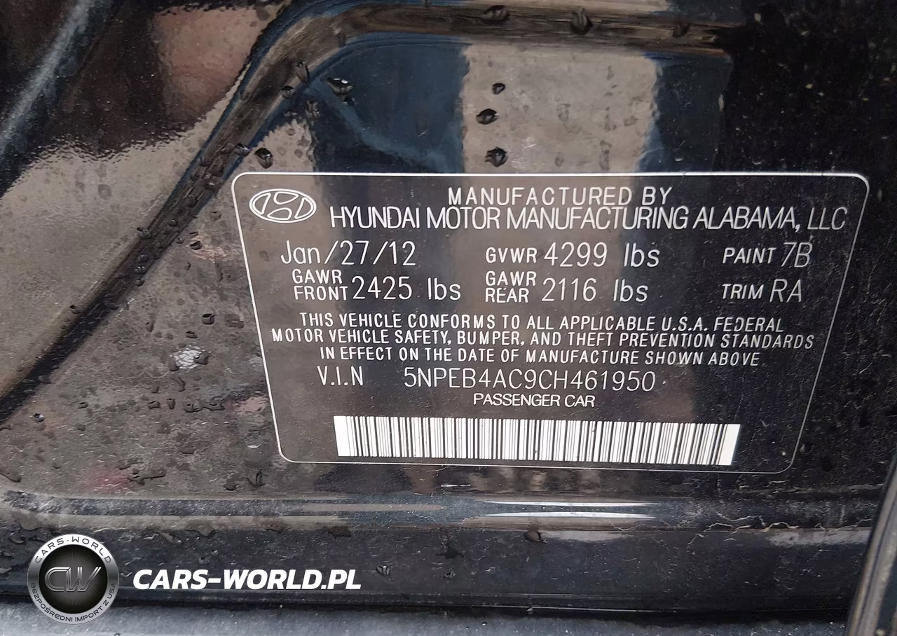 2012 Hyundai Sonata Gls VIN:5NPEB4AC9CH461950 - 9