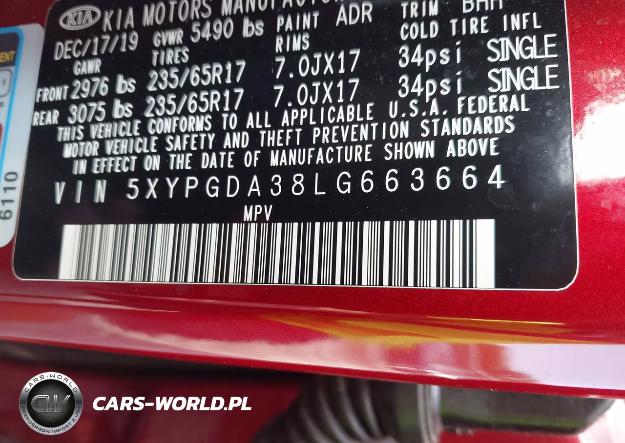 2020 Kia Sorento 2.4L Lx VIN:5XYPGDA38LG663664 - 9