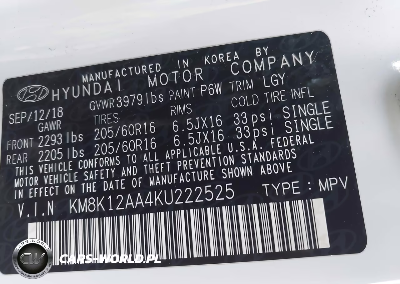 2019 Hyundai Kona Se VIN:KM8K12AA4KU222525 - 9